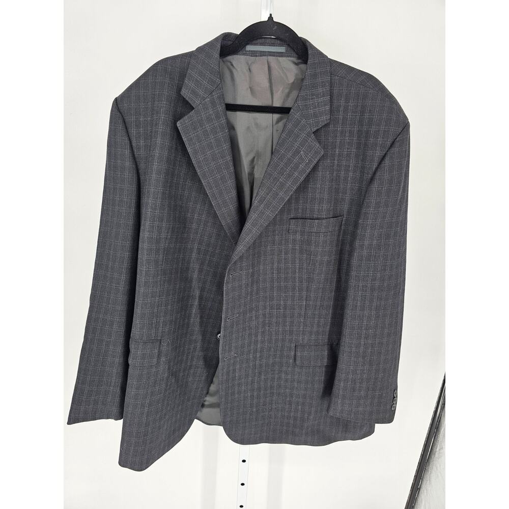 Alexandre London mens Sz 54 3 Button Blazer Suit Jacket Gray Navy Wool